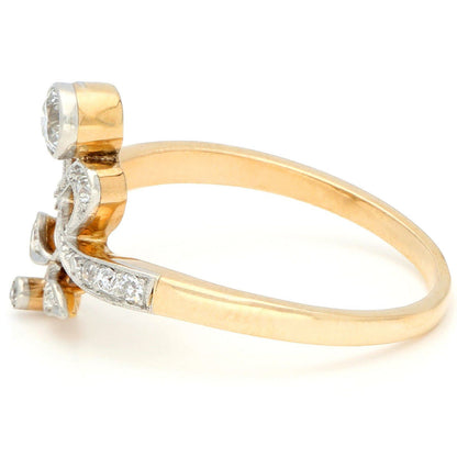 Art Nouveau Antique Old Cut Diamond Floral Ring