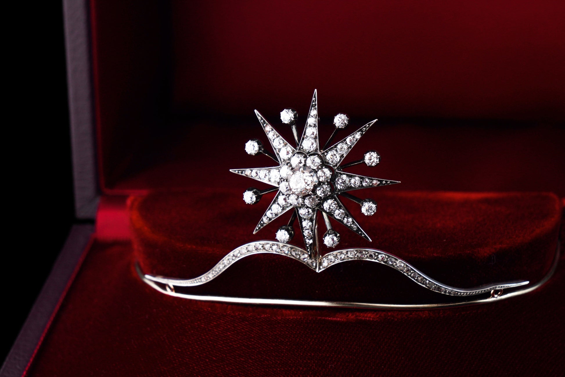 Spectacular Antique Victorian Diamond Tiara with Diamond Star - c.1890