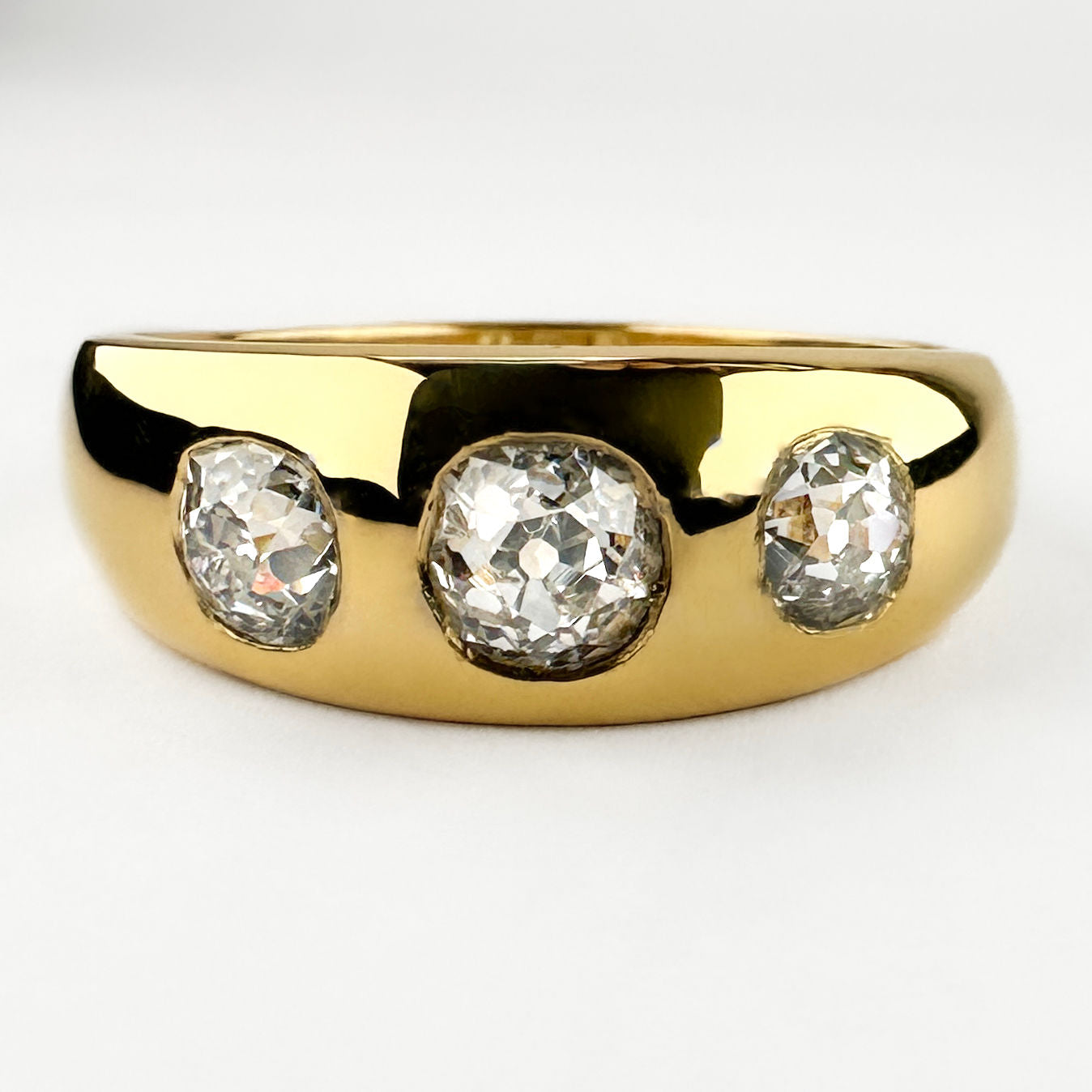 Victorian Antique 1.50cts Old Mine Cut Diamond Trilogy Gypsy Ring