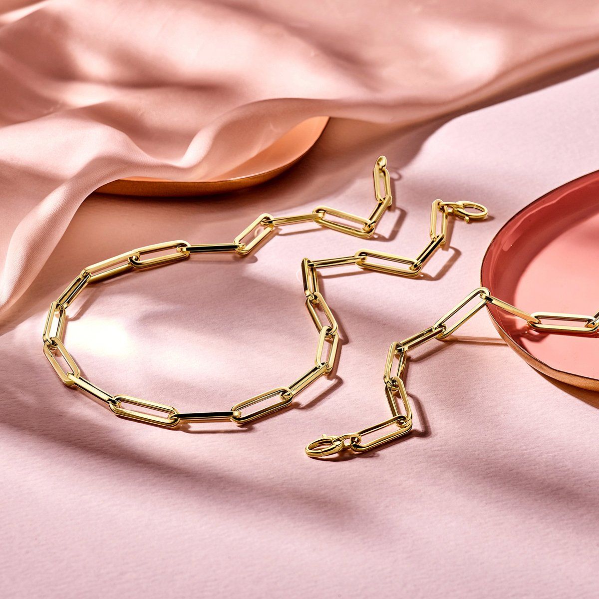 9cr Yellow Gold Paper Clip Chain Link Bracelet