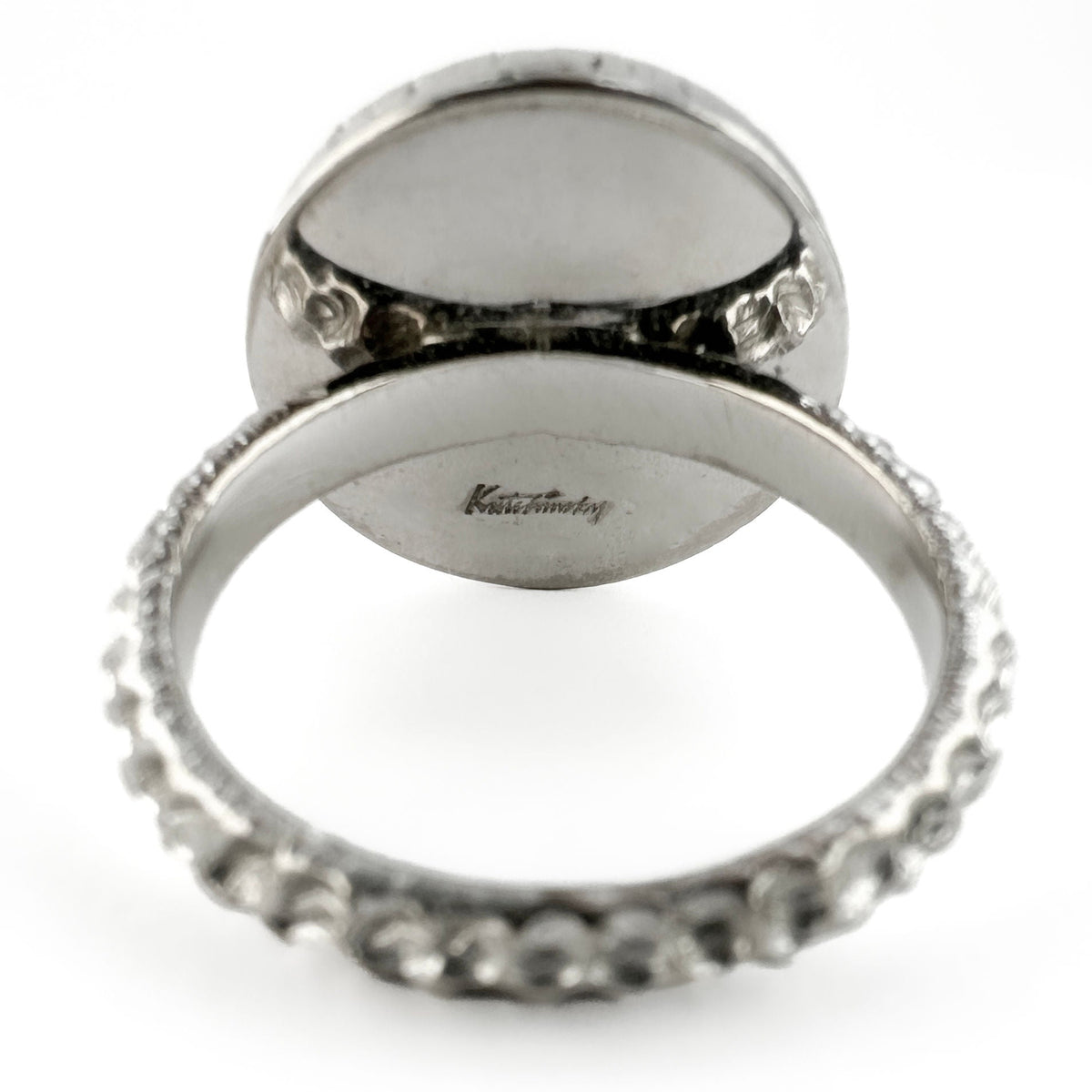 Vintage Kutchinsky 1972 Textured Diamond Set Bombe Ring