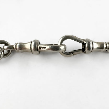 Edwardian Antique Silver Albert Chain Necklace With T-Bar