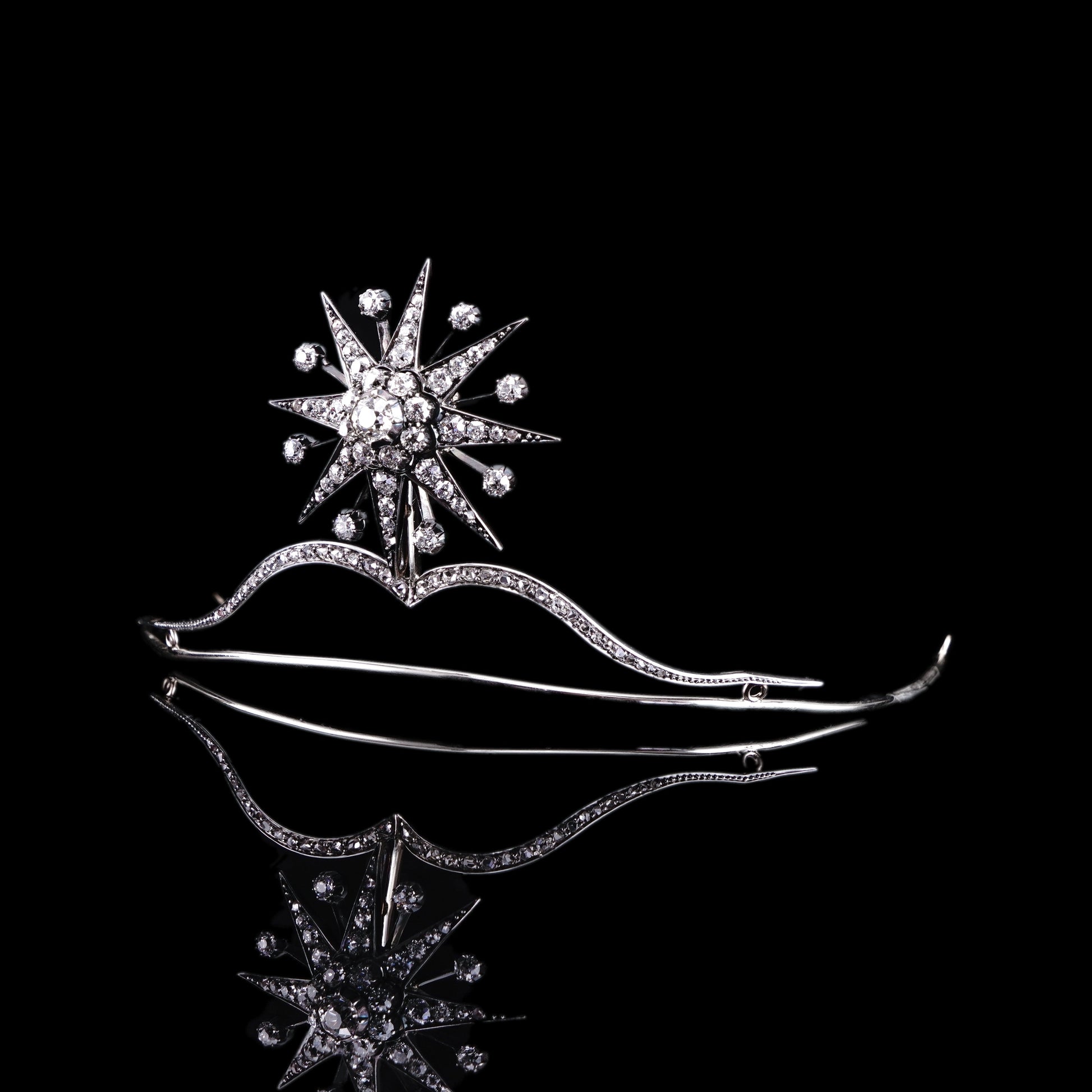 Spectacular Antique Victorian Diamond Tiara with Diamond Star - c.1890