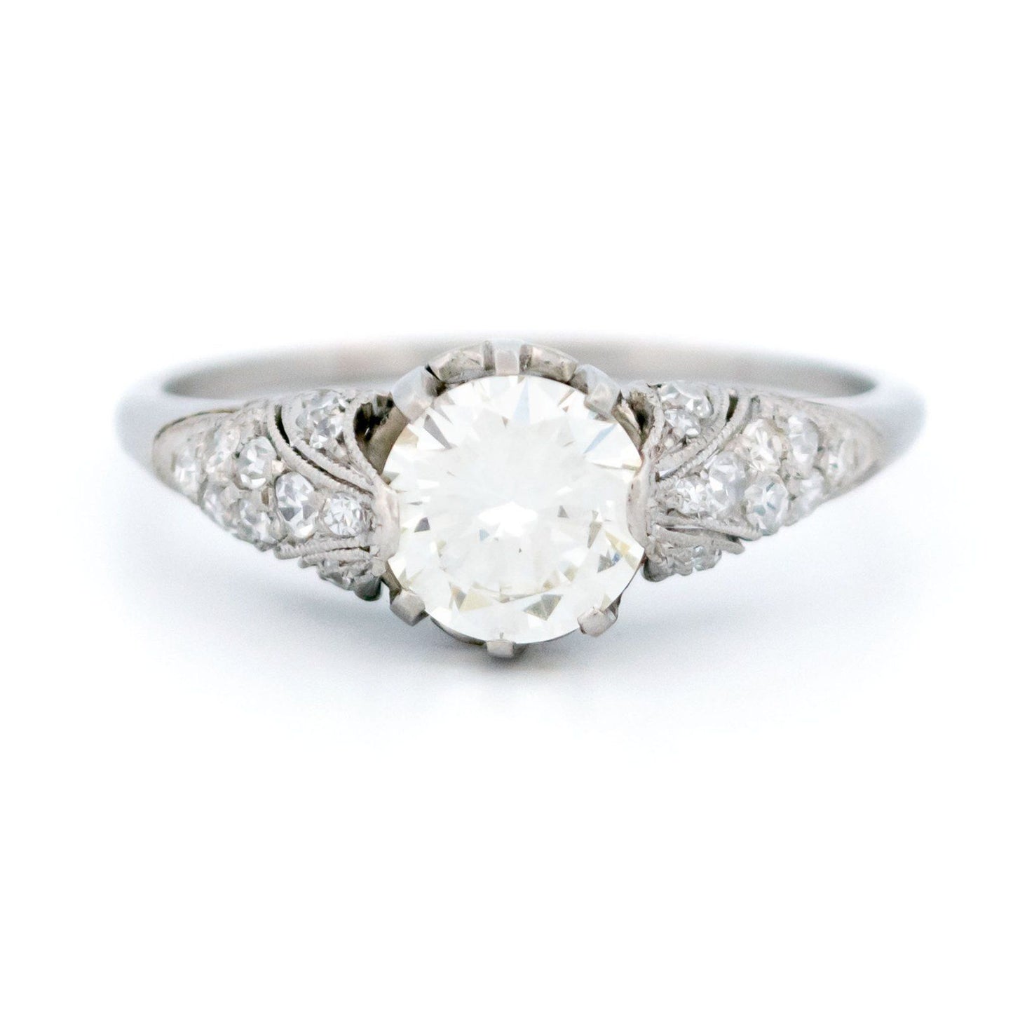 Antique Vintage Art Deco 0.94ct Diamond Solitaire Engagement Ring in Platinum
