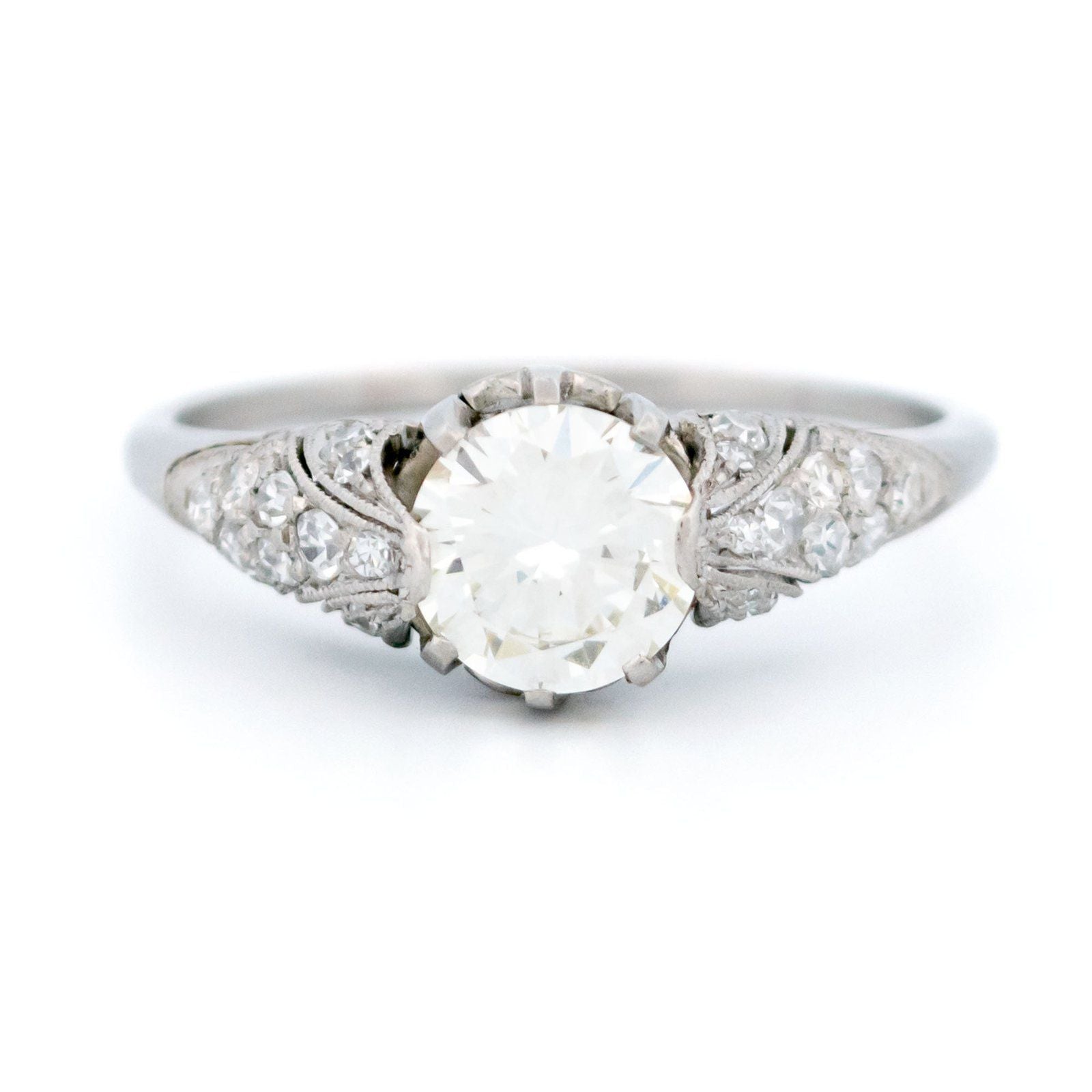 Antique Vintage Art Deco 0.94ct Diamond Solitaire Engagement Ring in Platinum