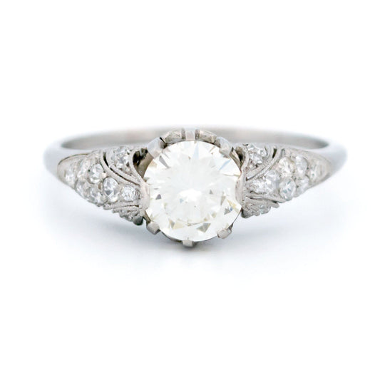 Antique Vintage Art Deco 0.94ct Diamond Solitaire Engagement Ring in Platinum