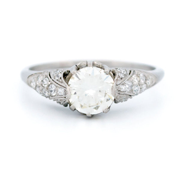 Antique Vintage Art Deco 0.94ct Diamond Solitaire Engagement Ring in Platinum