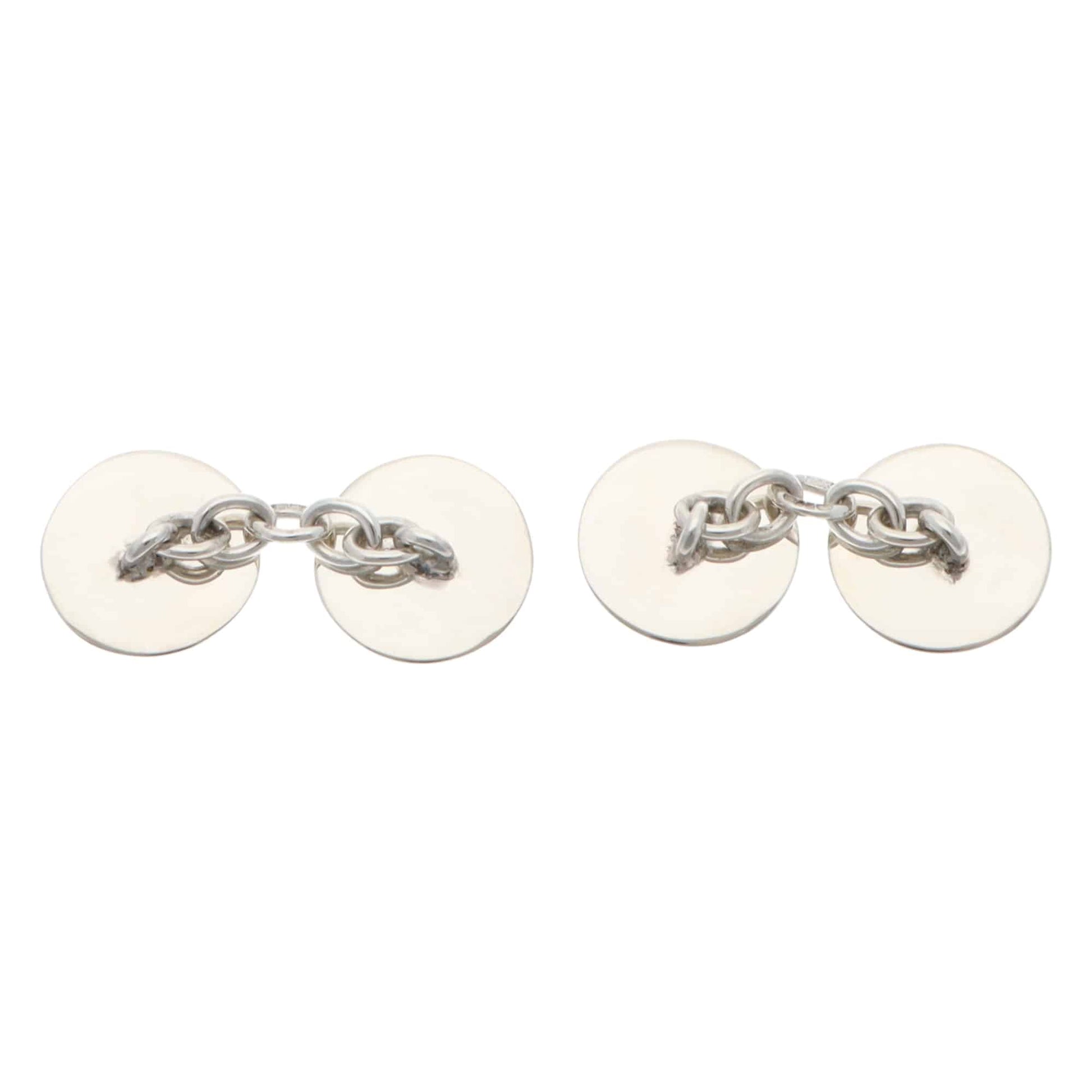 Navy Blue and Turquoise Enamel Round Chain Cufflinks
