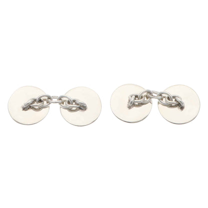 Navy Blue and Turquoise Enamel Round Chain Cufflinks