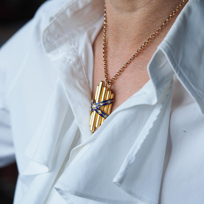 Antique Victorian 18 Carat Gold Rose Cut Diamond And Blue Enamel Pendant - circa 1880