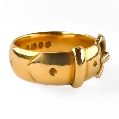 Victorian Antique 18ct Yellow Gold Buckle Ring, Birmingham 1891
