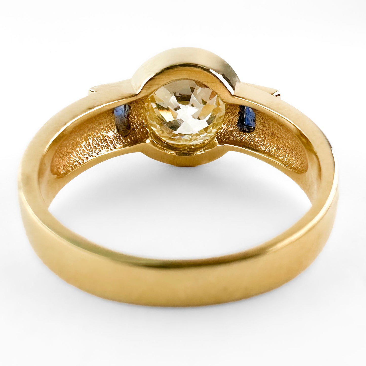 1.63ct Old Cut Diamond  and Baguette Sapphire Engagement Ring