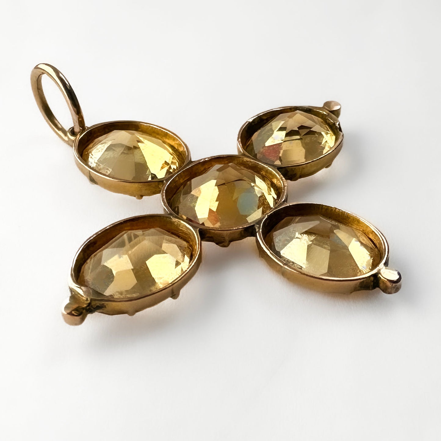 Victorian Antique Topaz Cross Pendant, Circa 1880