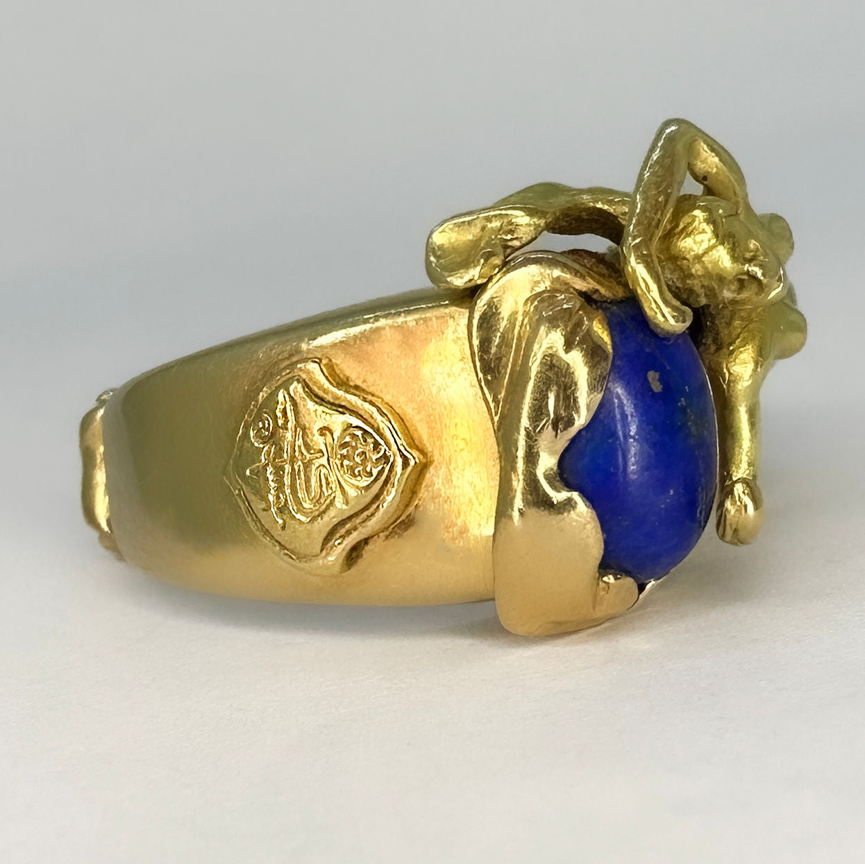 Figurative Art Nouveau Lapis Lazuli Ring