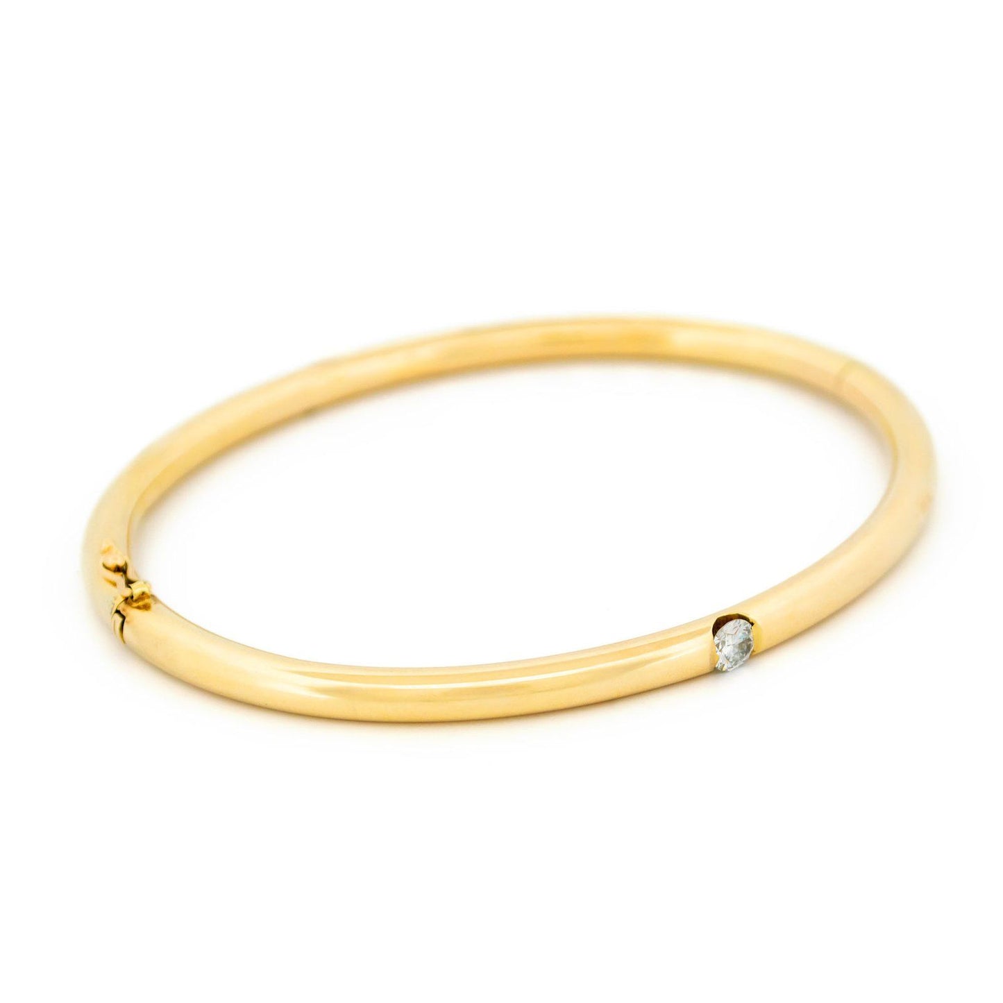 Vintage Diamond Set 14ct Yellow Gold Bangle Bracelet