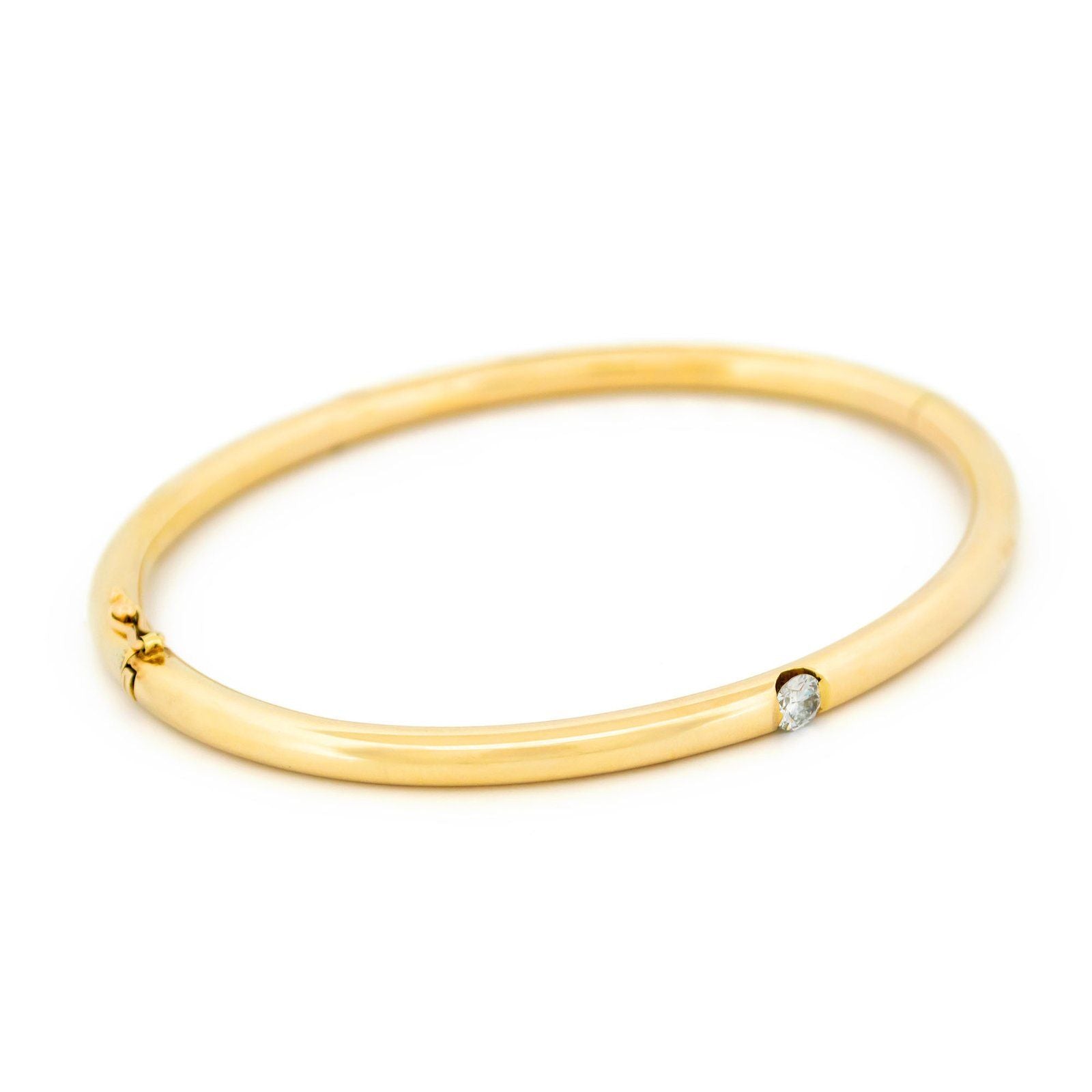 Vintage Diamond Set 14ct Yellow Gold Bangle Bracelet