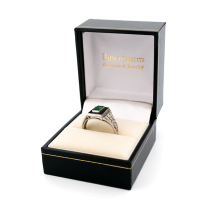 Vintage Platinum, Emerald, Onyx and Diamond Dress Ring, 0.60 Carat