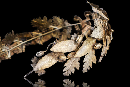 Antique French Silver Crown Wreath Fascinator With Laurel/Acorn Leaves