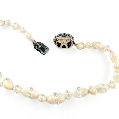 1920's Opal Bead Bracelet With Diamond Clasp