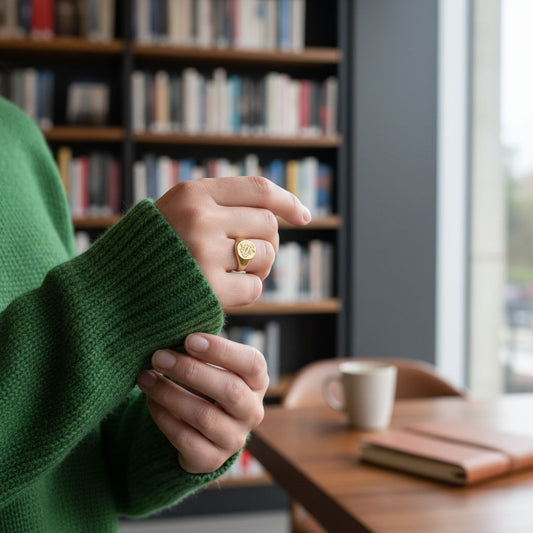 Vintage 1940s 18ct Gold Heraldic Signet Ring, London 1949