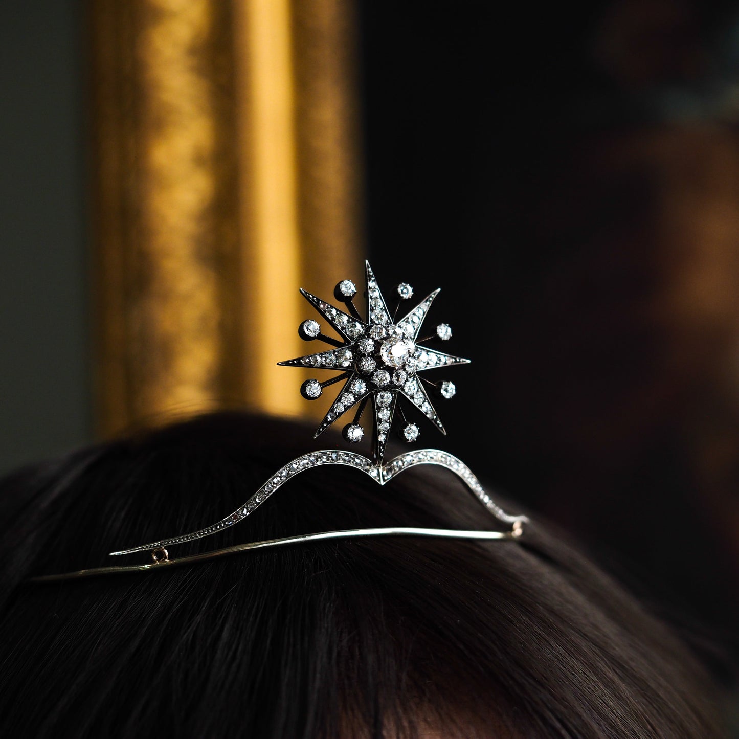 Spectacular Antique Victorian Diamond Tiara with Diamond Star - c.1890