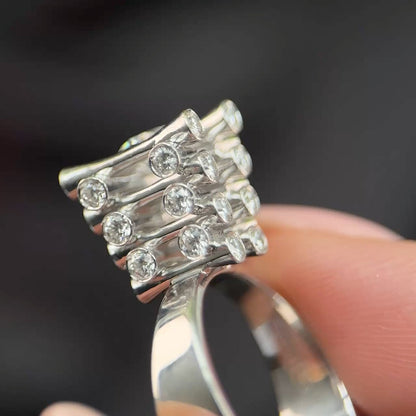 Contemporary Modernist Diamond Tower Ring by Marco Oldani For John Rasmussen