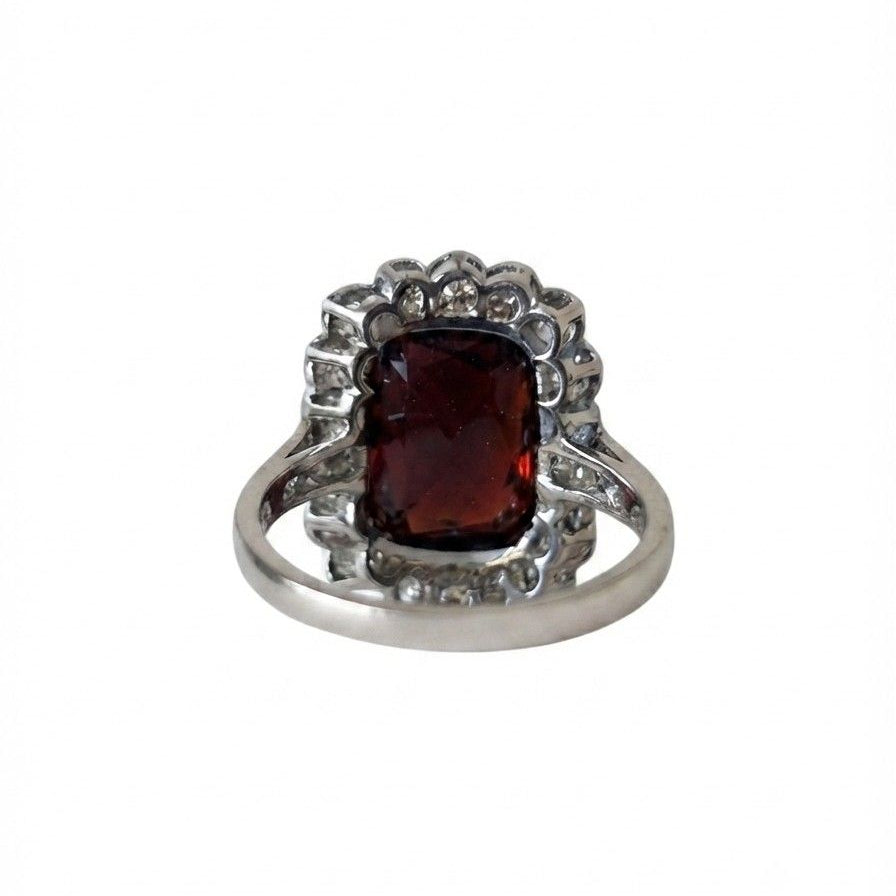 Edwardian Madeira Citrine Diamond Platinum 14 KT ring
