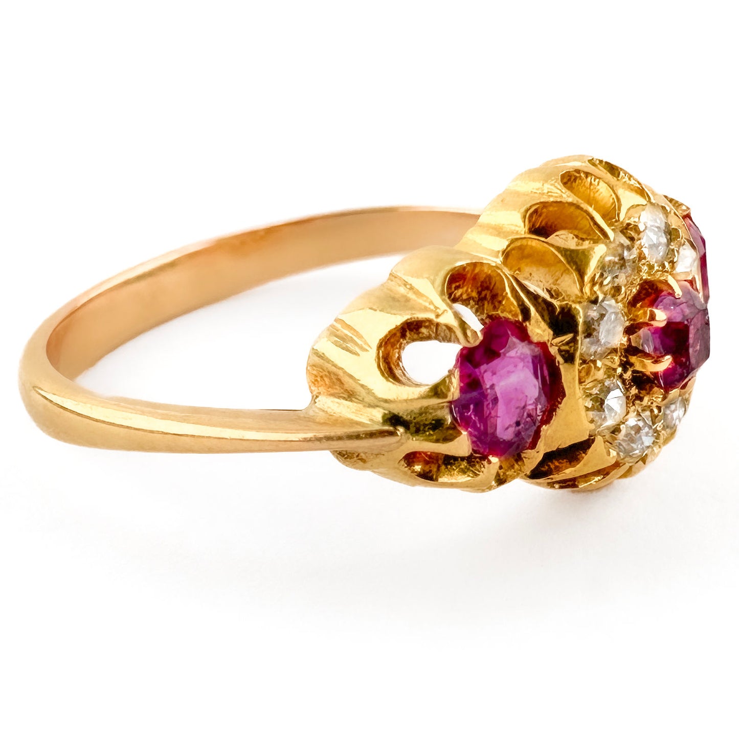 Edwardian Ruby &amp; Diamond Cluster Ring