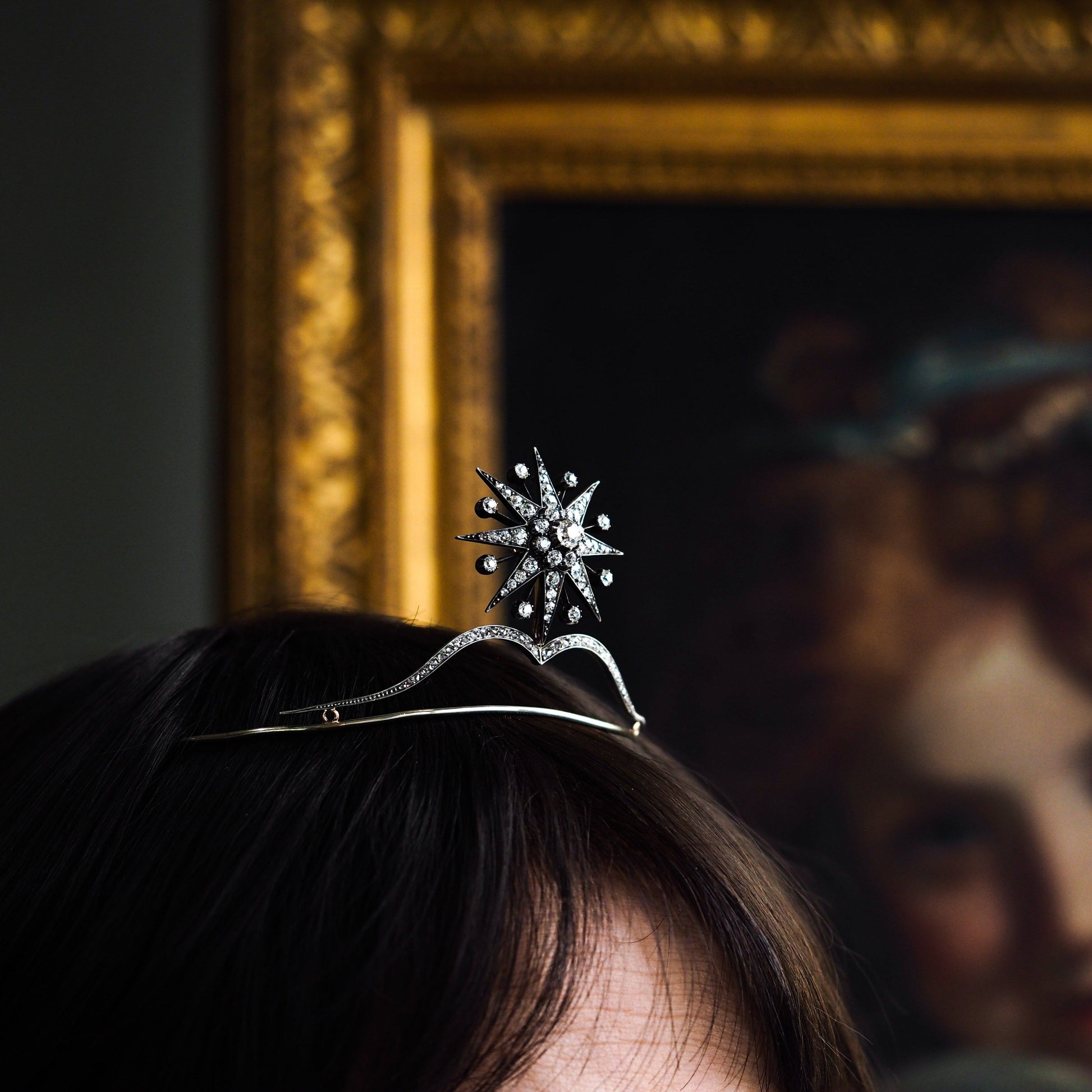 Spectacular Antique Victorian Diamond Tiara with Diamond Star - c.1890