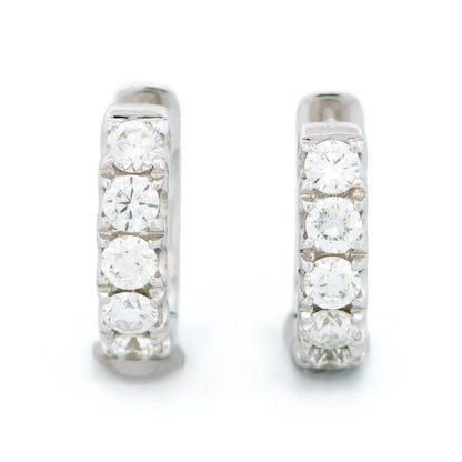 18 Carat White Gold Brilliant Cut Diamond Creole Hoop Earrings, 1.00 Carat