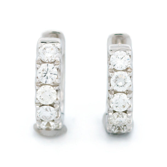 18 Carat White Gold Brilliant Cut Diamond Creole Hoop Earrings, 1.00 Carat