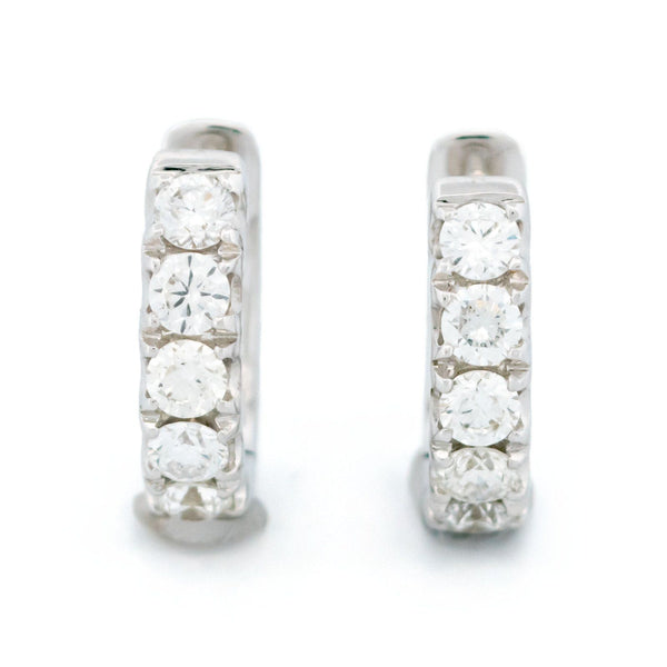 18 Carat White Gold Brilliant Cut Diamond Creole Hoop Earrings, 1.00 Carat