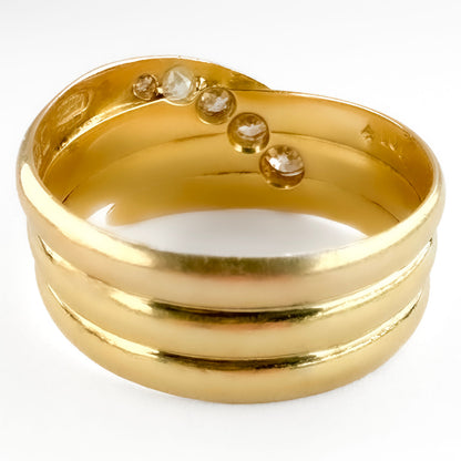 Antique 1912 Five Diamond Snake Ring