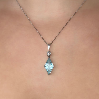 Aquamarine and Diamond Drop Pendant