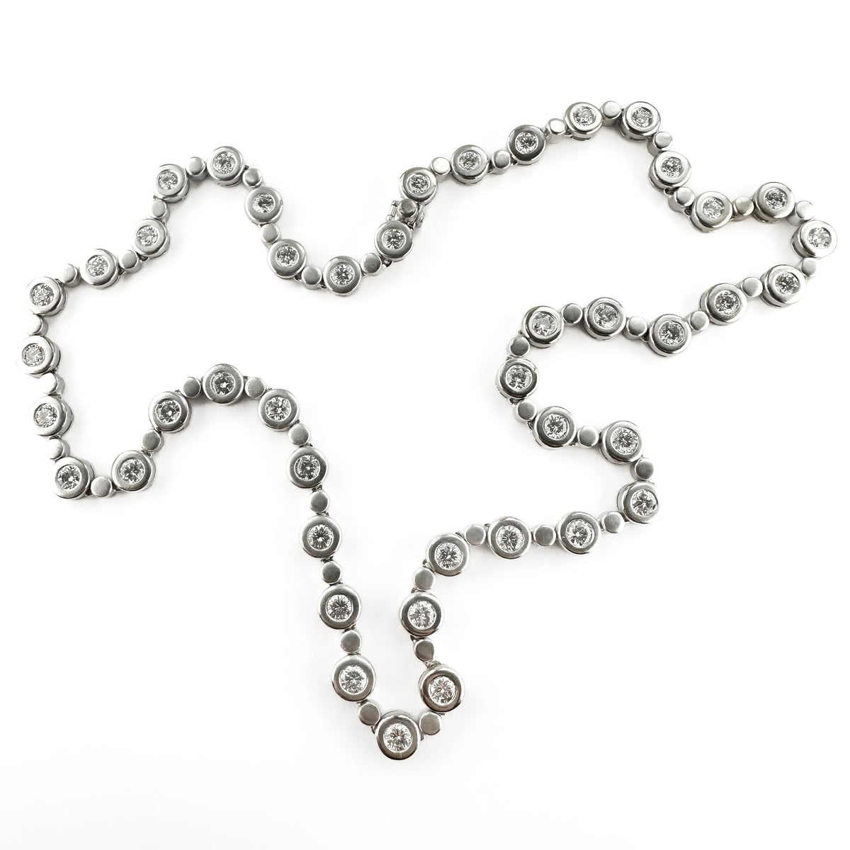 Vintage 6.60ct Diamond Rub Over Riviere Line Necklace