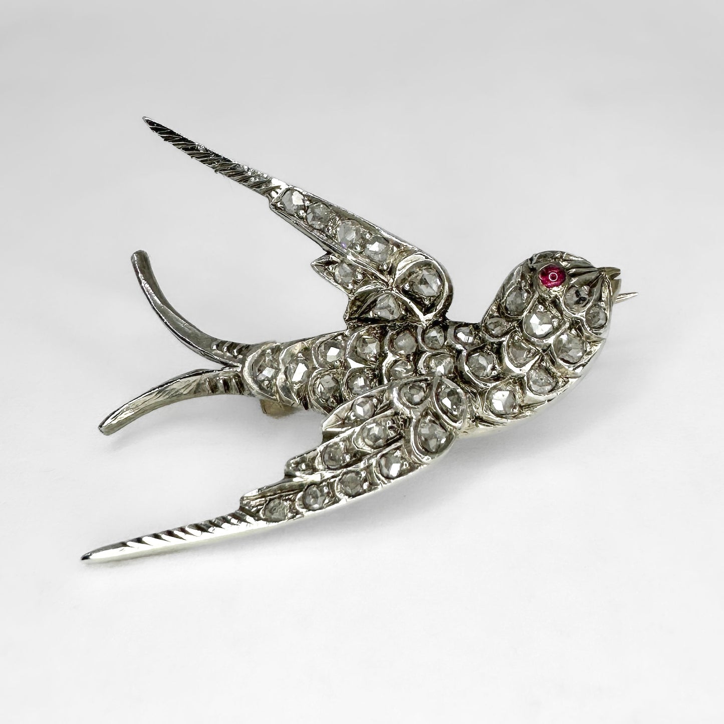 Antique Diamond Swallow Brooch