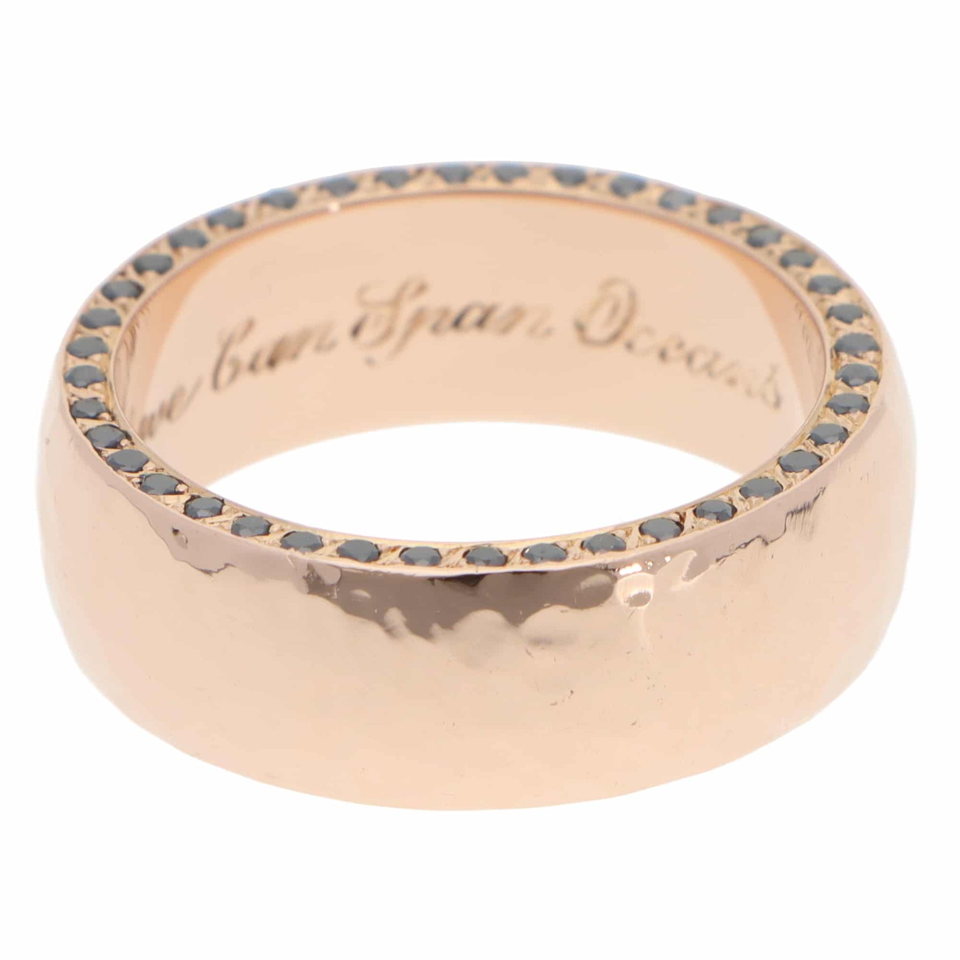Vintage Stephen Webster Black Diamond Set 18ct Rose Gold Wedding Band Ring