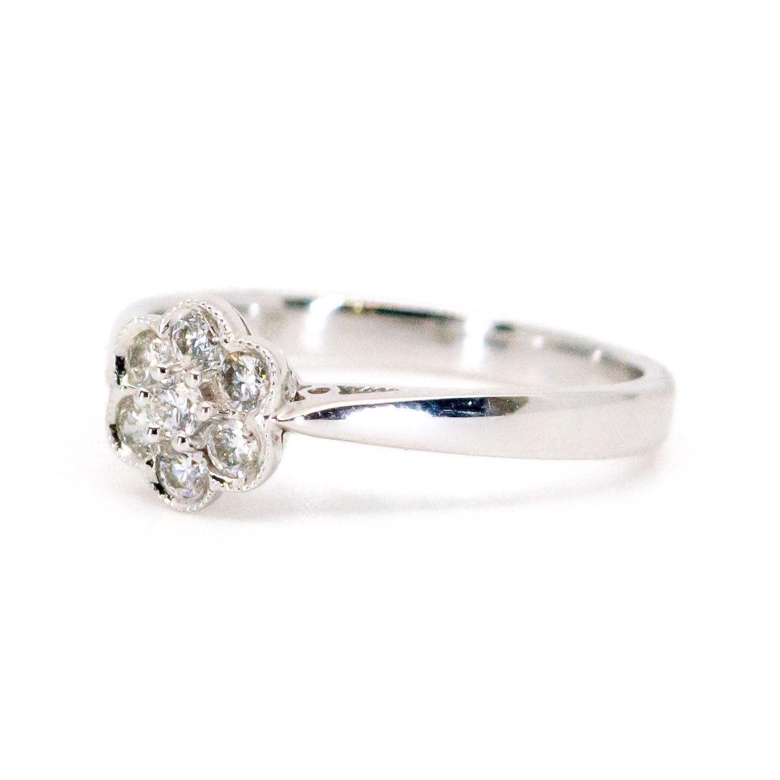 18 Carat White Gold Brilliant Cut Diamond Daisy Cluster Ring, 0.25 Carat