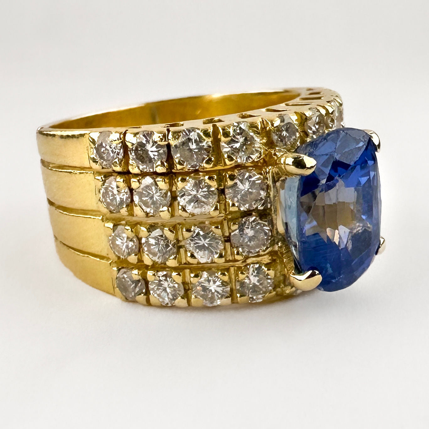 2.5ct Cornflower No Heat Ceylon Sapphire and Diamond Dress Ring