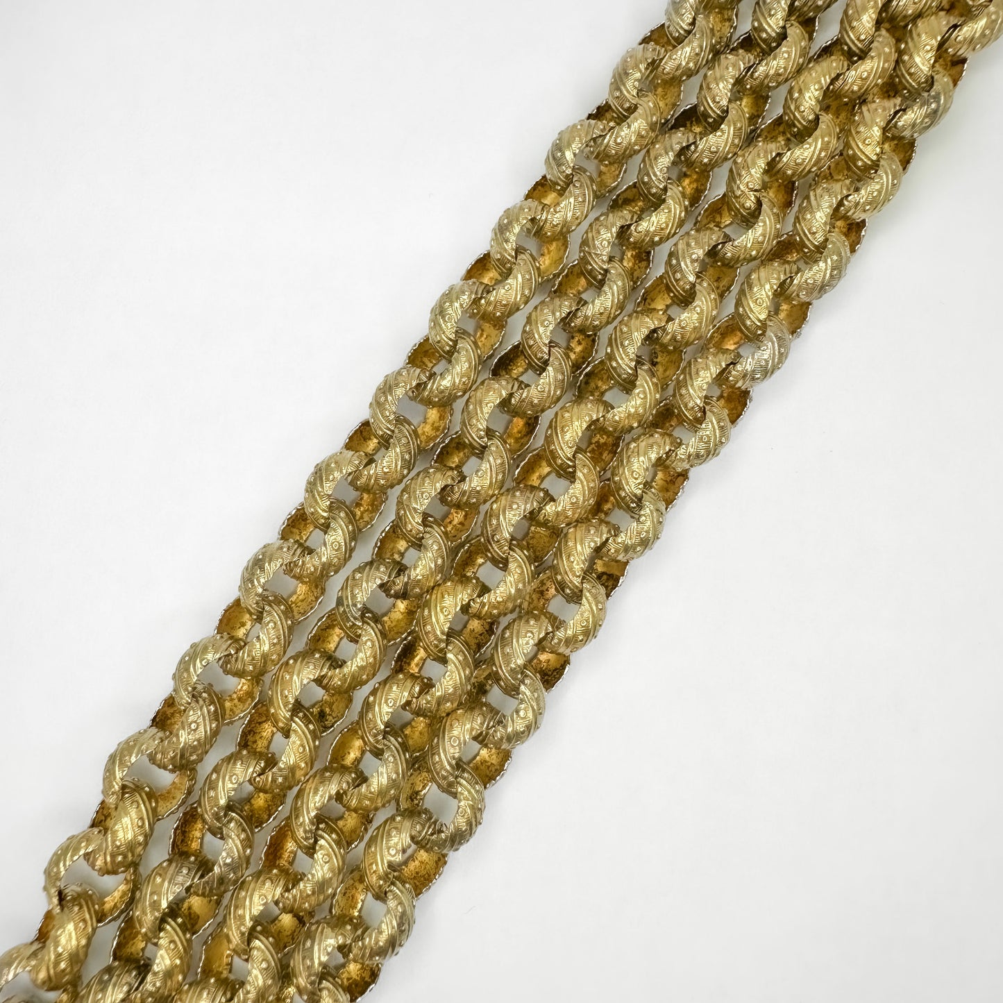 Georgian Antique Fancy Link Guard Chain Necklace with Turquoise Clasp