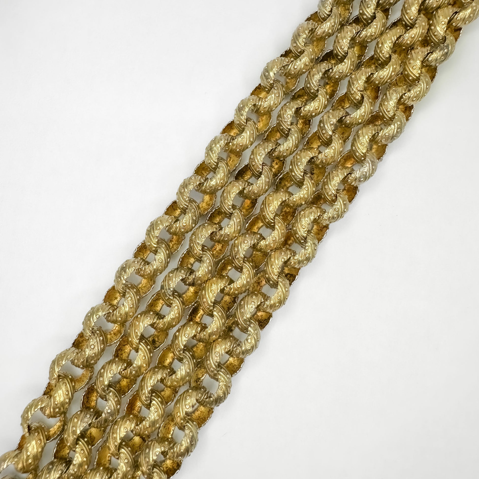 Georgian Antique Fancy Link Guard Chain Necklace with Turquoise Clasp