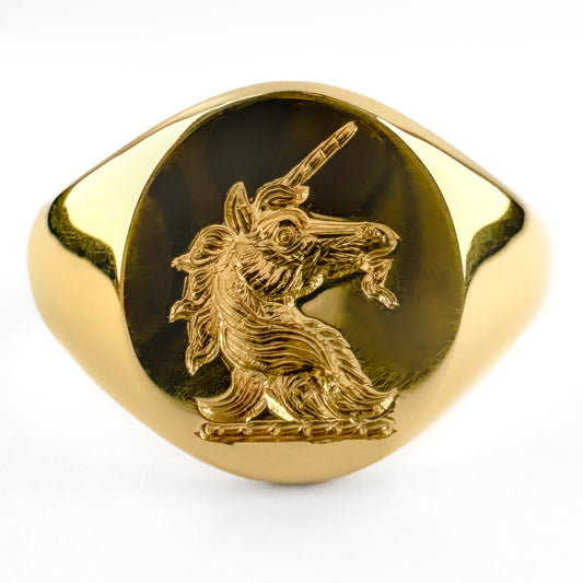 Vintage 18ct Yellow Gold Unicorn Intaglio Signet Ring