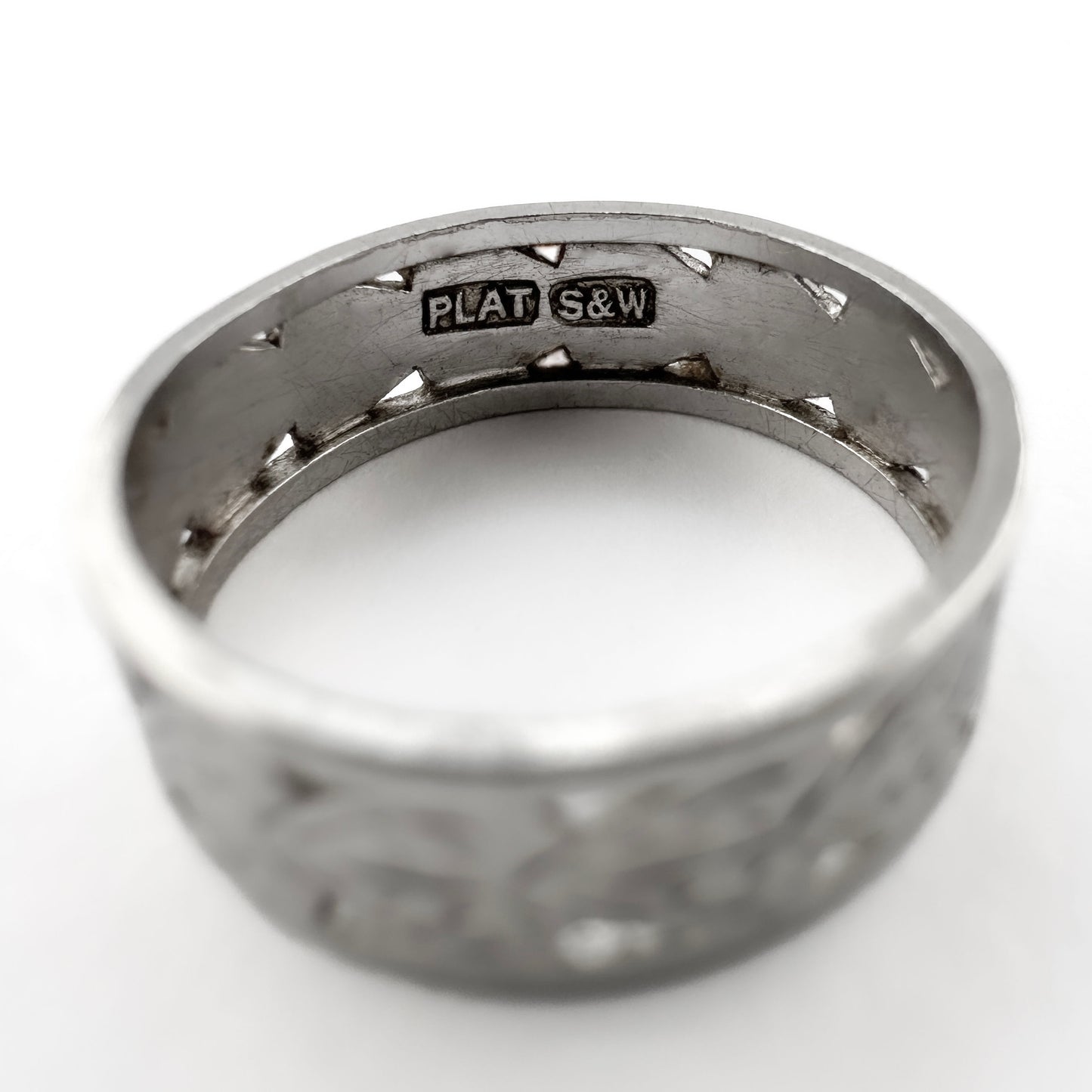 Antique Vintage Art Deco Pierced Platinum Wedding Band Ring
