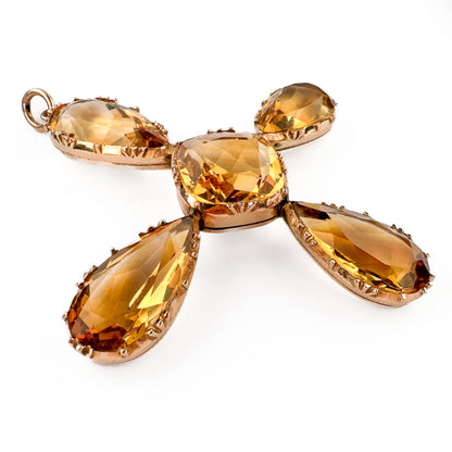 Victorian Citrine Cross Pendant