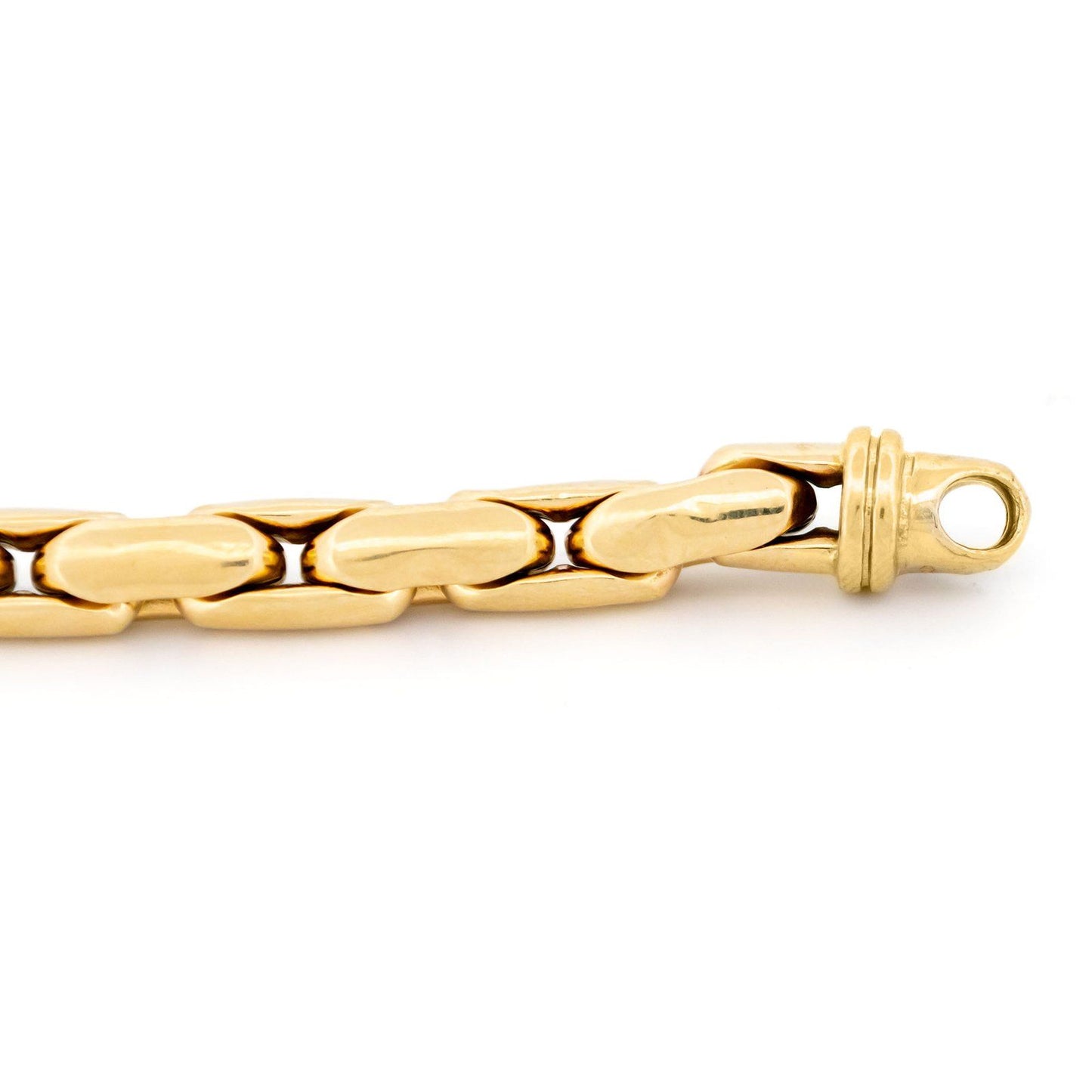 A yellow gold elongated box link bracelet