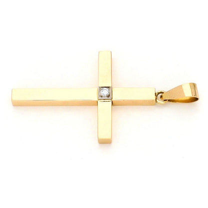 Vintage Diamond Set 14ct Yellow Gold Cross Pendant