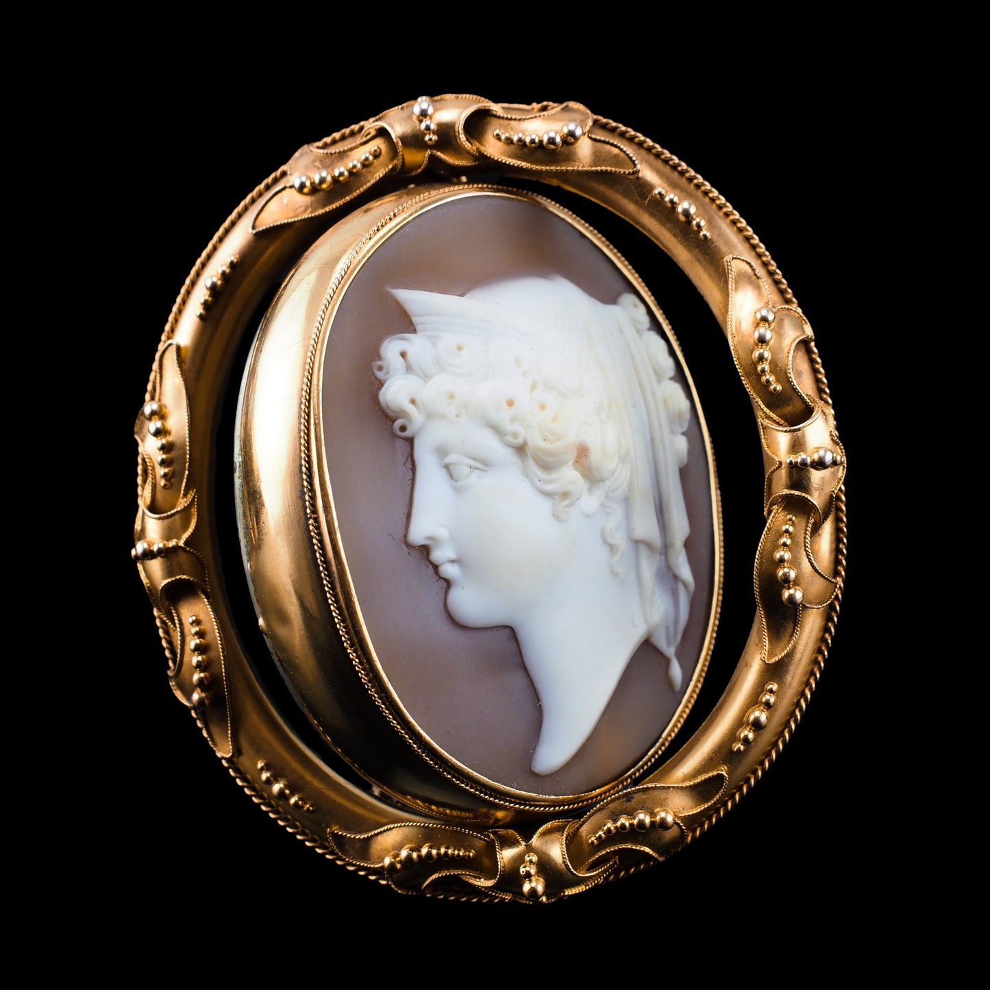 Magnificent Large Antique Victorian 18K Gold Cameo Brooch Pendant Locket - c.1860