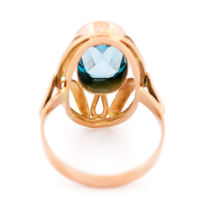 Vintage 14 Carat Yellow Gold Santa Maria Aquamarine Dress Ring, 3.37 Carats