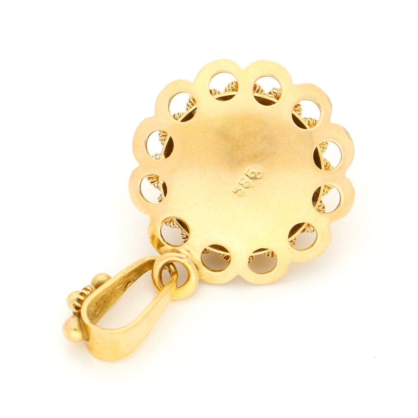 A yellow gold zeeland button design pendant, stamped 585