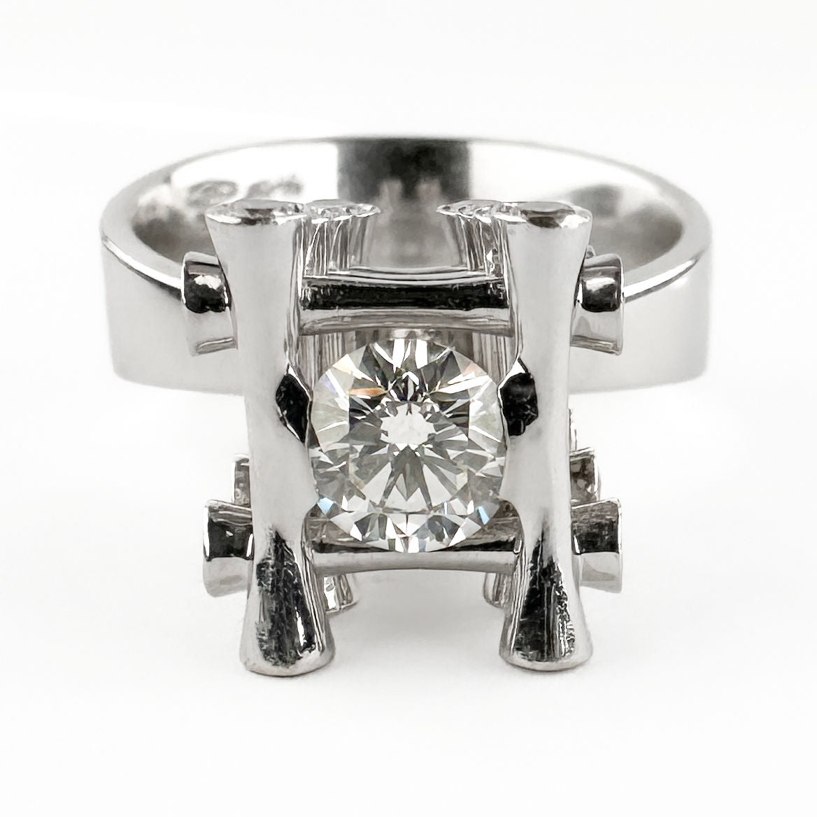 Contemporary Modernist Diamond Tower Ring by Marco Oldani For John Rasmussen